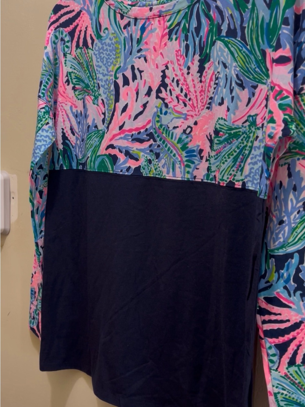 Lilly Pulitzer Navy Blue + Pink Multi-Color Finn Top (NWOT)